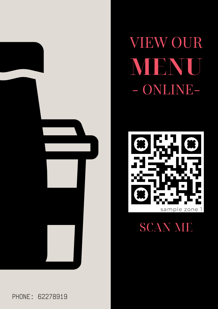 Bold black table tent QR design