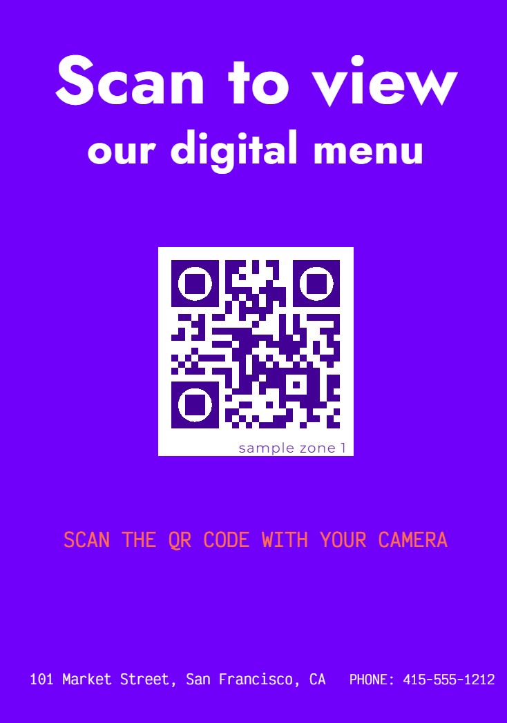 Vibrant purple QR poster design
