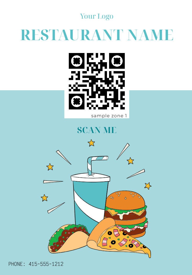 Playful diner QR poster design