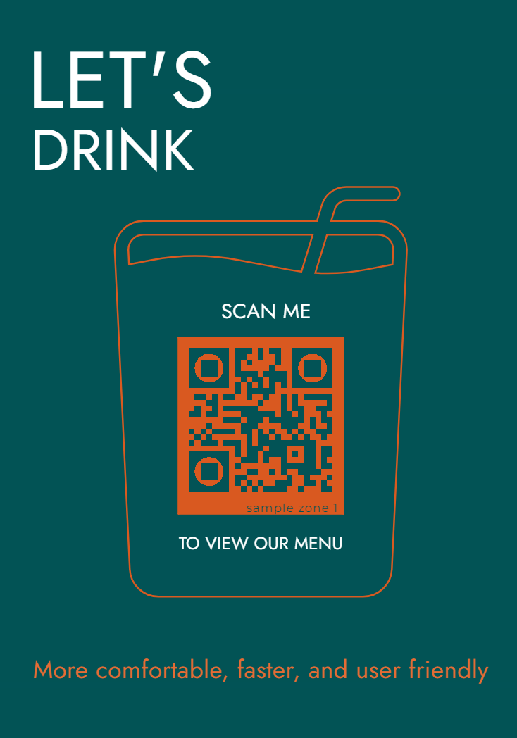 Neon drink menu QR poster